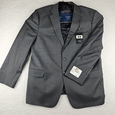 $900 NEW USA Made Joseph Abboud 3 Pc. Suit 46R 38w MODERN TRIM FIT 100% Wool