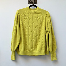 M&S Per Una Jumper UK 20 PETITE Balloon Sleeve Textured  Marks Spencer Citrus