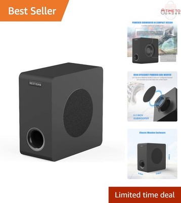 Powered Subwoofer 6.5'' Deep Bass Home Theater TV Speakers RCA AUX Input
