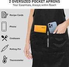 12 Pack Bib Apron Unisex Restaurant Kitchen Aprons Women 2 Pockets Chef Cooking
