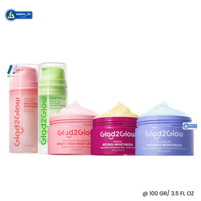GLAD2GLOW Brighten Moisturizer Soft Pores Dark Spot Acne Scars Anti Aging 100g