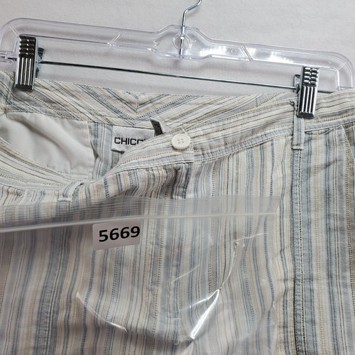 Chico's Cropped Pants Women 3 XL Multi Striped Linen Blend High-Rise Wide Leg - Picture 16 of 16