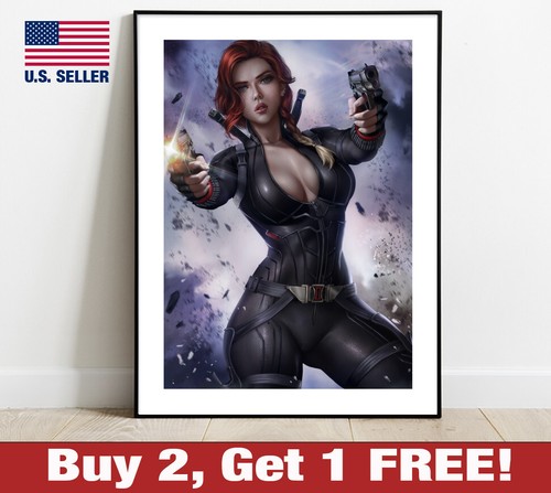 Marvel Avengers Black Widow Poster 18" x 24" Print Scarlett Game Room Wall Art - 第 1/3 張圖片
