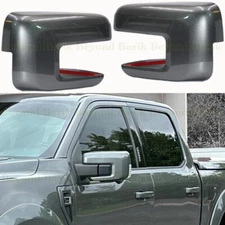 2021-24 2025 Ford F150 Mirror COVERS Overlays W/Signal Hole M7 CARBONIZED GRAY