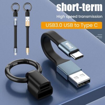   Ultra Short Micro USB Cable USB-A to C Line Keychain Charger Cord for Phone 
