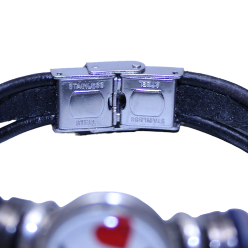 Synthetic Leather Bracelet Stainless Steel I Heart My BF Vegan - Picture 2 of 7