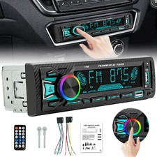 Car Stereo Audio Radio Receiver Bluetooth In-Dash FM SD USB MP3 With Aux Cable