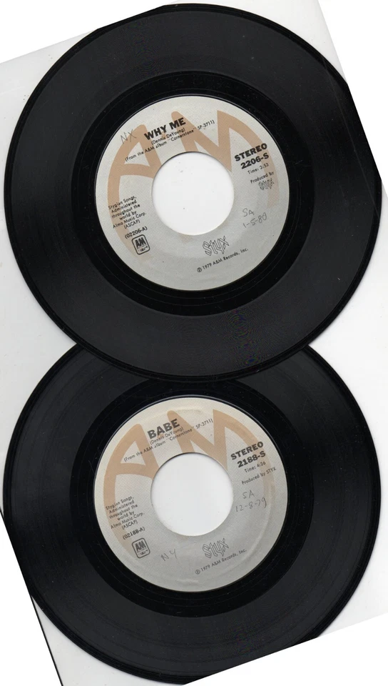 Styx Lot 4 Classic Rock 7" 45s w/2 Pic Sleeves Come Sail Away Fooling Yourself + - Image 4 of 4