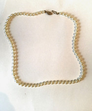 Vintage HAND STRUNG SIMULATED PEARL NECKLACE WITH GOLD STERLING SILVER CLASP