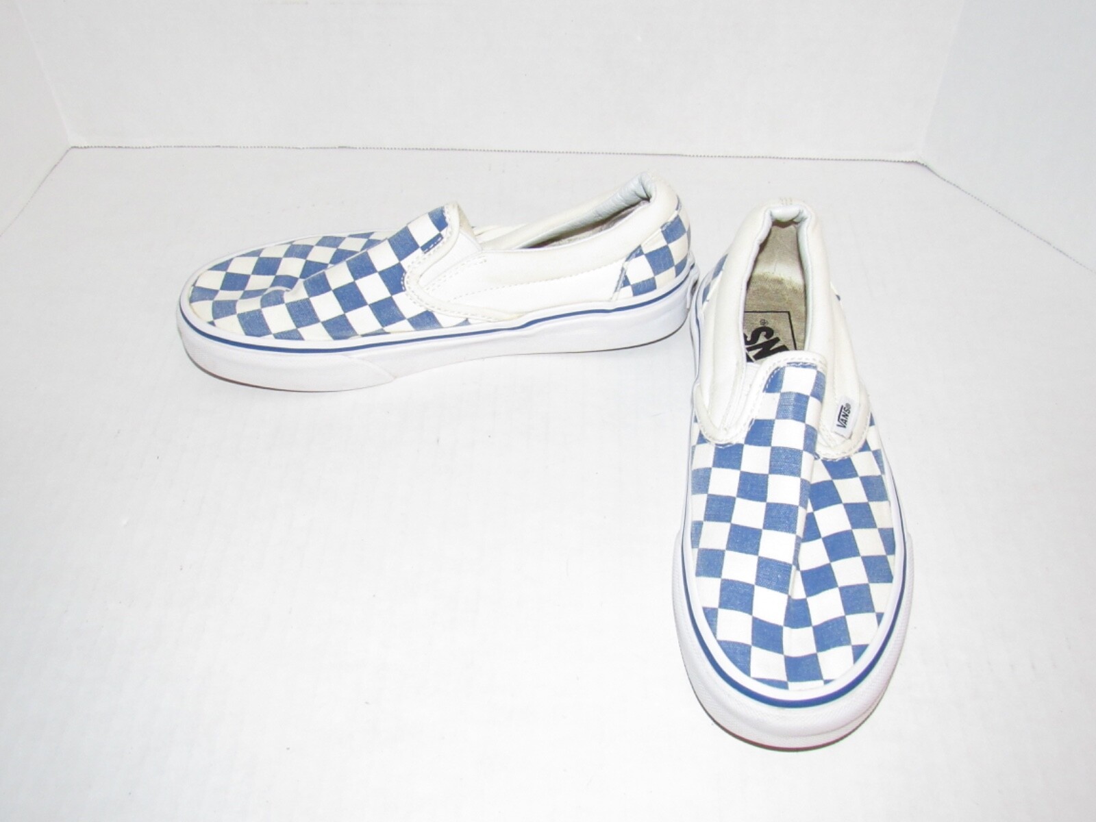 Vans Blue Checkerboard Unisex Slip On Skate Shoes Mens Size 4.5 Womens Size 6