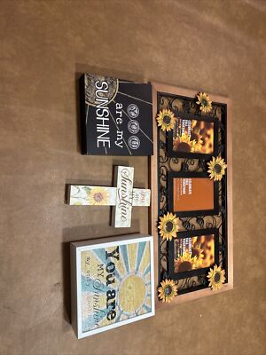 Daisy Flower Metal Picture Frame with 3 wooden pictures new