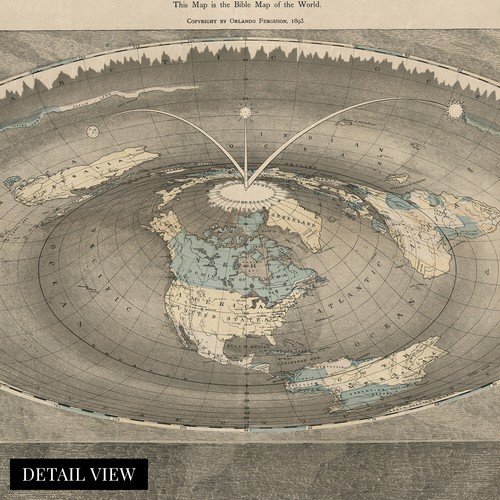 1893 Flat Earth Map of the World - Old Map of Square & Stationary Earth Poster - Bild 10 von 26