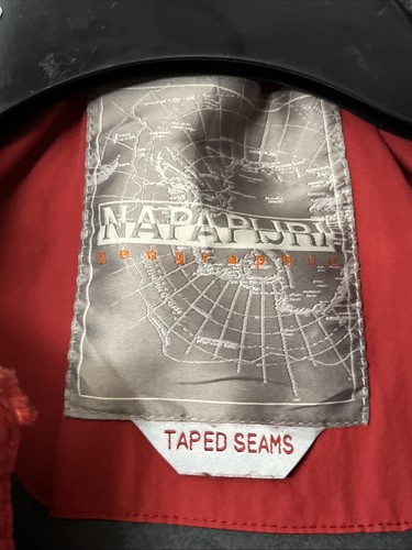 Napapijri Jacket Men Small Red Smock Taped Seams Hiking 1/4 Zip Hooded - Picture 7 of 20