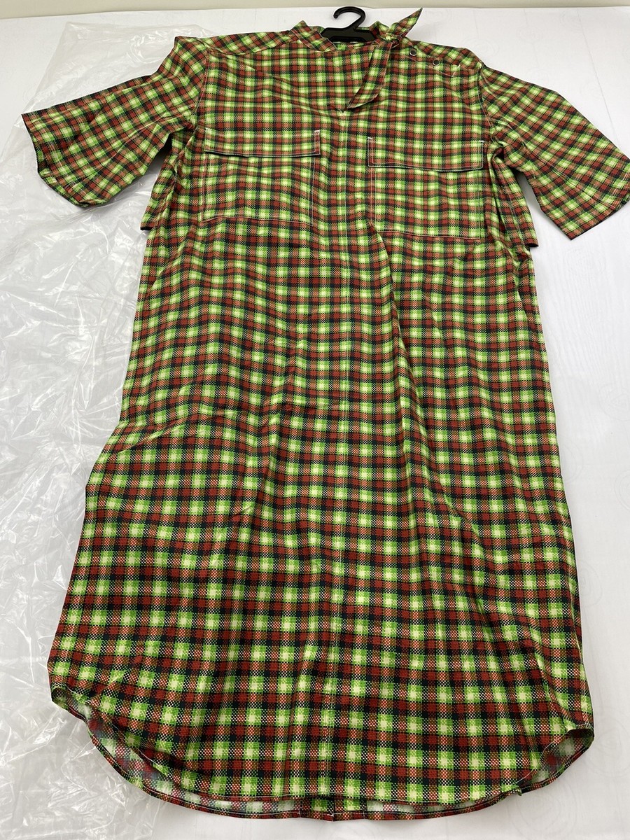 Toga Pulla Broad Check Green Midi Short Sleeve Cotton Shirt Toga Pulla Broad Check Green Midi Short Sleeve Cotton Shirt