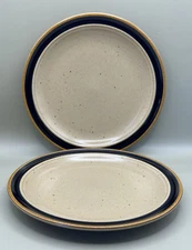Set of 2 VTG Japan Cellar x RH Macy Salad Plates 7.5”D The Cobbler Navy Gold Rim