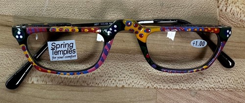 Artwear Reading Glasses Painted Designs Colors Spring Hinge Tinted & Clear - Picture 11 of 26