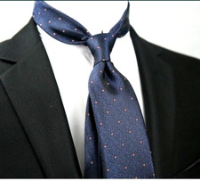 New Classic Polka Dot Blue White JACQUARD WOVEN 100 Silk Men's Necktie Tie