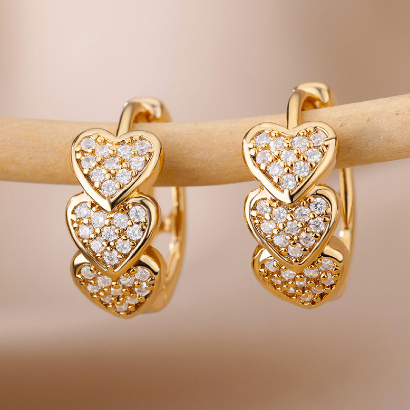 Gorgeous 18k Yellow Gold Plated Hoop Earring Cubic Zirconia Women