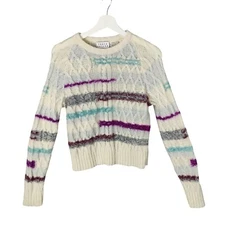Tanya Taylor Revolve Lora Mohair Striped Cable Knit Sweater Women XS As Seen On