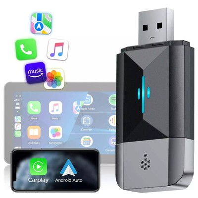 2 in 1 Wireless Carplay Adapter Android Auto Adapter USB Auto Dongle Connect Box