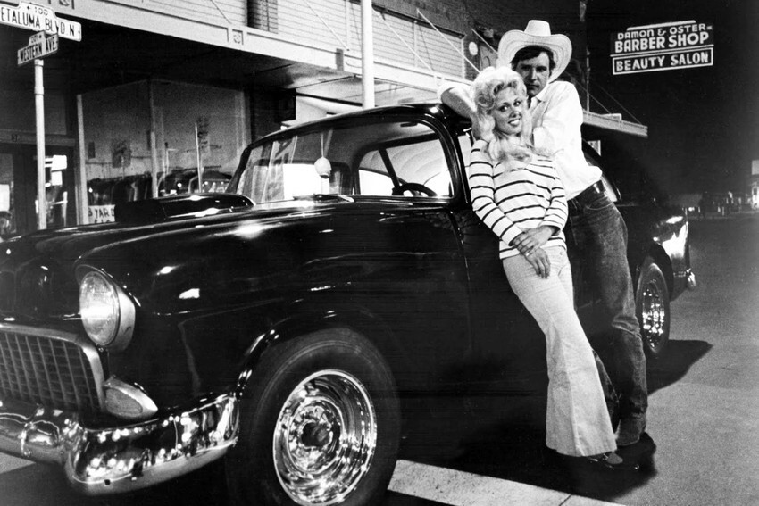 American Graffiti Harrison Ford Linda Christensen With 55 Chevy