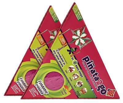 Pinata Piñata 2Go 5-Point Star Pop Up Foldable Pinatas Pair Of 2 Hot Pink
