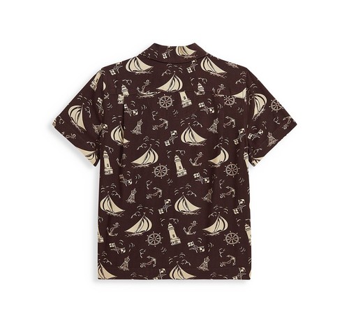 Polo Ralph Lauren Boys Nautical Print Camp Shirt Little & Big Kid Brown Multi - Picture 2 of 4