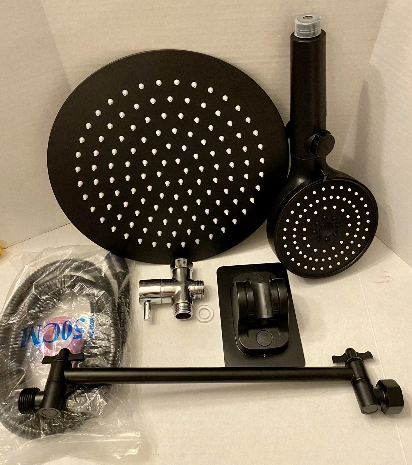 Rain Shower Head with Handheld 10''High Pressure 5 Settings w/Extender(SEE&READ)