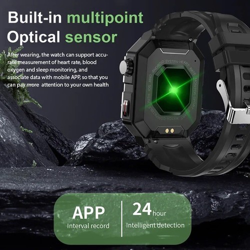 Bluetooth Smartwatch für Herren (Annehmen/Anrufe tätigen) Robuster taktischer Fitness Tracker - Bild 18 von 28