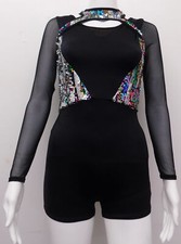 Dance Costume Curtain Call J5494 XL Child Black Jazz Tap Sequin Musical