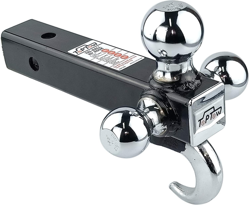 Trailer Receiver Hitch Triple Ball Mount With Hook Chrome Balls Fits For 2 Inch - Picture 9 of 12