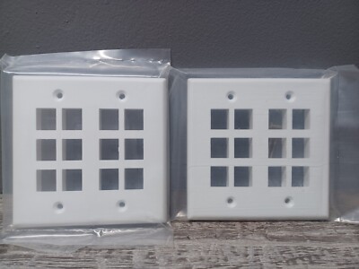 (2) Double-Gang 12-Port Keystone Wall Plate (White)
