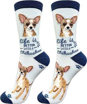 E&S Pets Pet Lover Socks, Life is Better with a Fawn Chihuahua