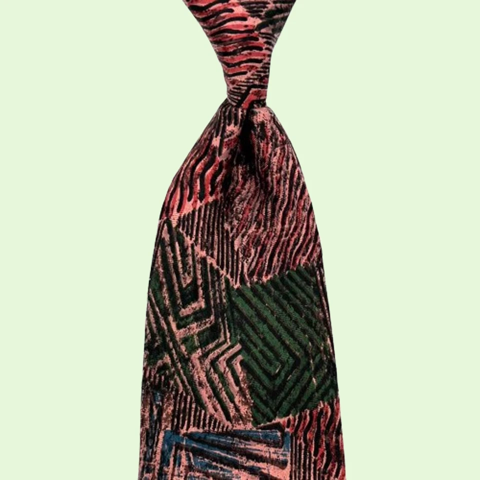Corbata Pal Zileri - Corbata de seda Italia patrón geométrico abstracto rojo azul verde negro Foto 3 de 4