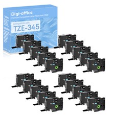 20PK Compatible with Brother PT1700 TZe345 TZ345 18mm White on Black Label Tape