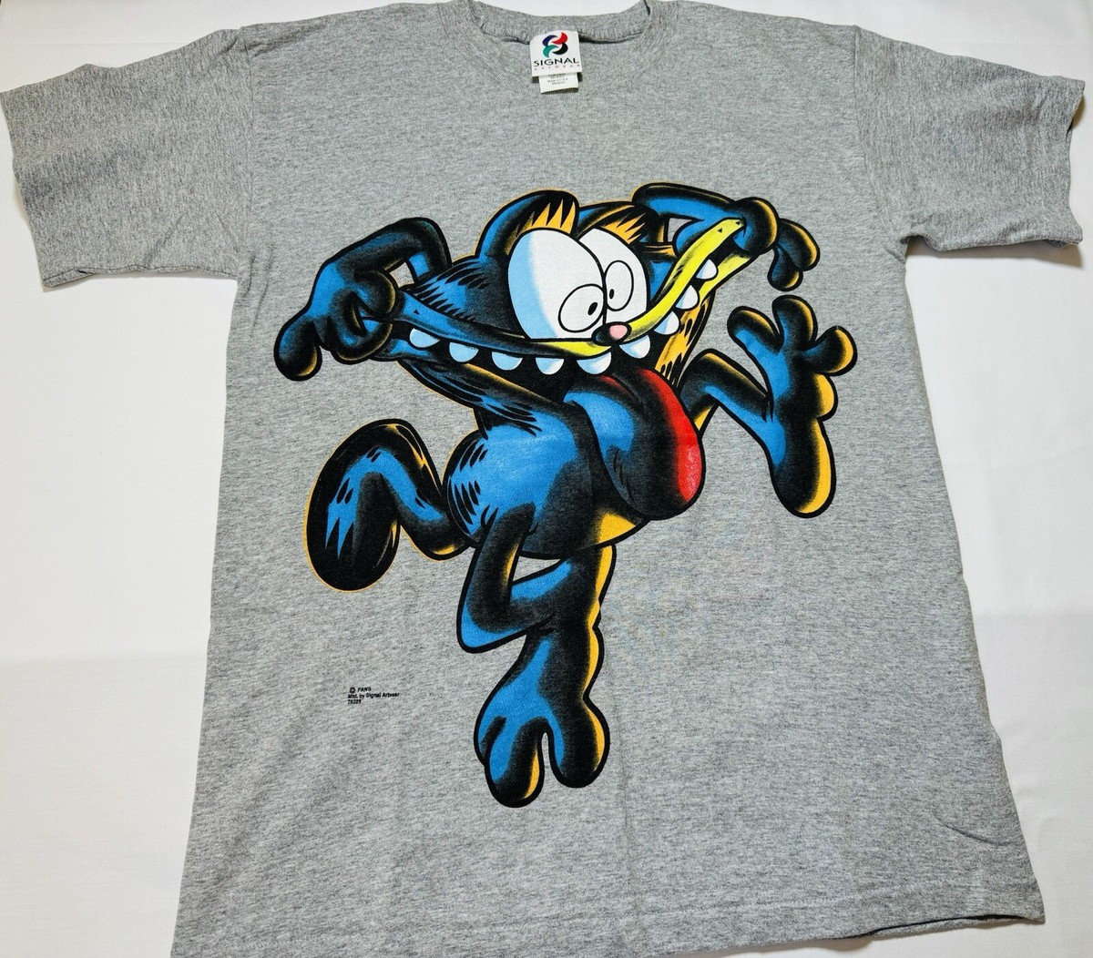 Vintage Signal Artwear Single Stitch Garfield Grey & Blue T Shirt 