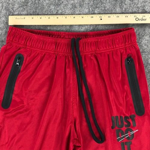 Nike Youth Boys Pants Large Red Joggers Drawstring Basketball Zip Pockets - Picture 8 of 11
