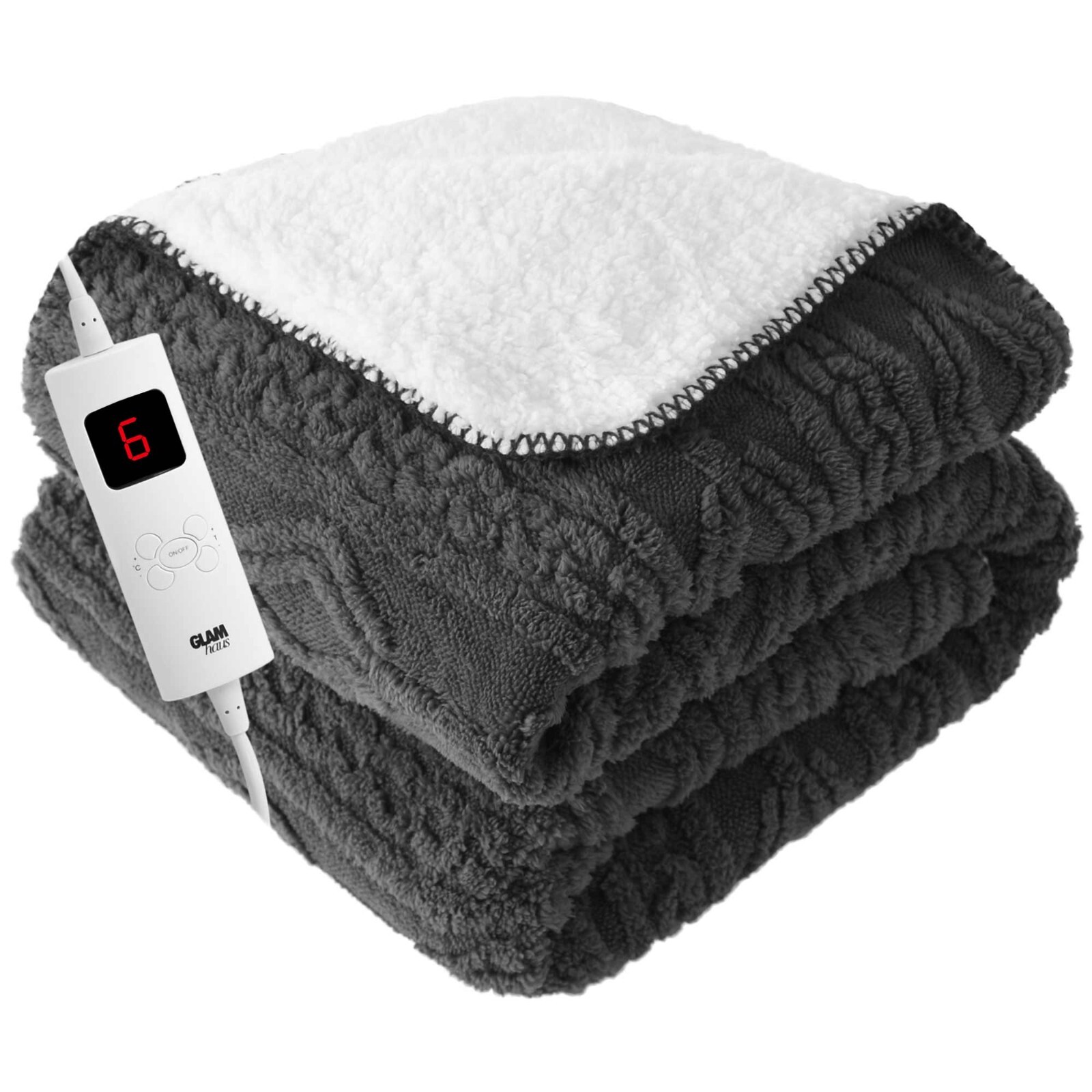 Heated Electric Throw Grey Digital Control Over Blanket Washable Large  Fleece | eBay