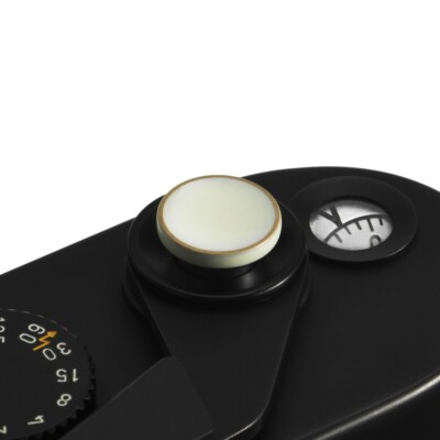 CAMERA SOFT SHUTTER RELEASE BUTTON GLOSSY CREAM WHITE W/ BRASSING / SRB-GCW-L