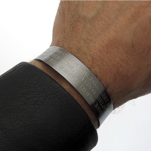 Wide Sterling Silver Hero Cuff Black KIA Bracelet with Custom