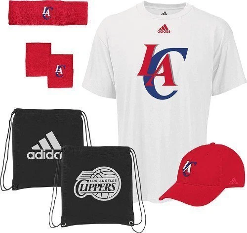 Los Angeles Clippers Adidas NBA Basketball Shirt Hat Sweat Band Combo Gift Set