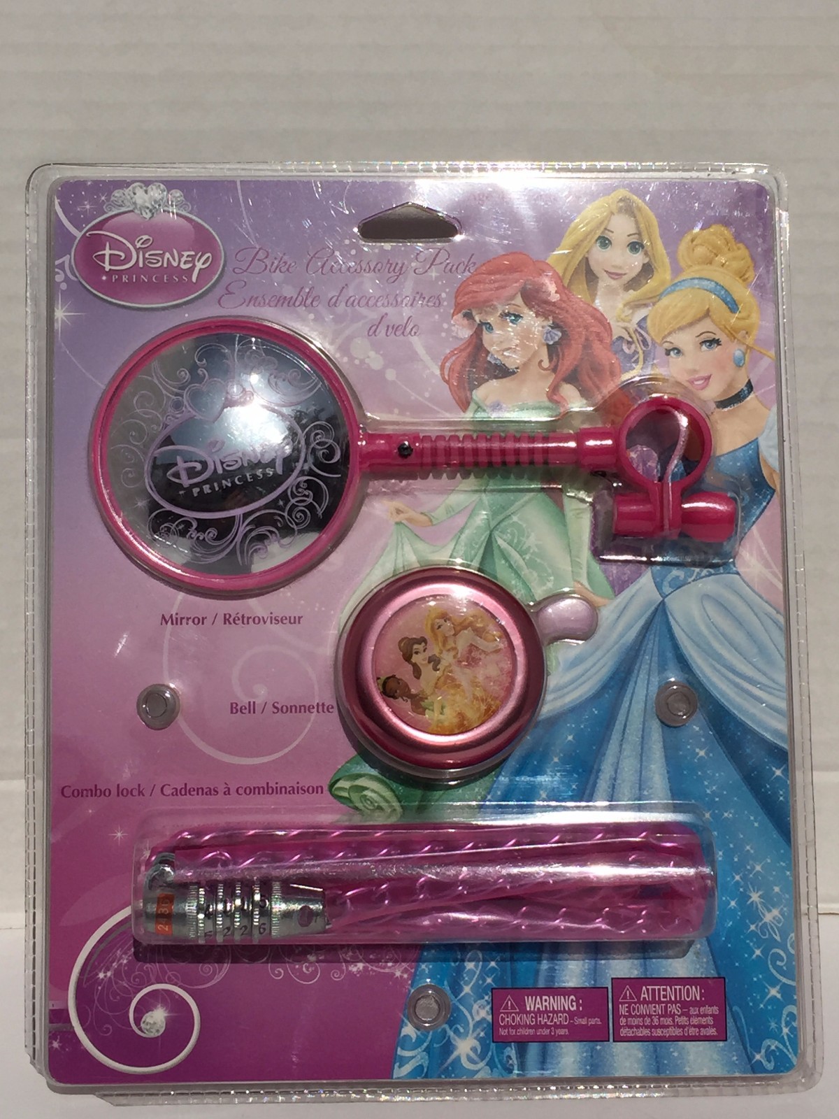 Disney Princess Lock Mirror and Bell Bike Accessory Pack Girls Ages 4 +
