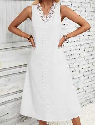 Beach Bohemian Style Women's Sleeveless Summer Lace Patchwork Long Dress