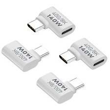 Paquete de 4 adaptadores USB C de  ngulo recto macho a hembra tipo C extensor