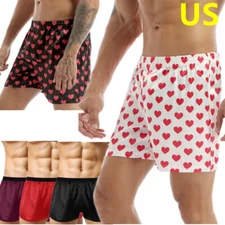 Men Silk Satin Boxer Shorts Loungewear Summer Swim Trunks Casual Pajama Pants