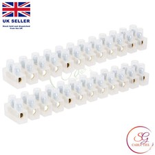 2x Connector Strip 3 Amp 12 way Electrical Terminal Strips Choc Block