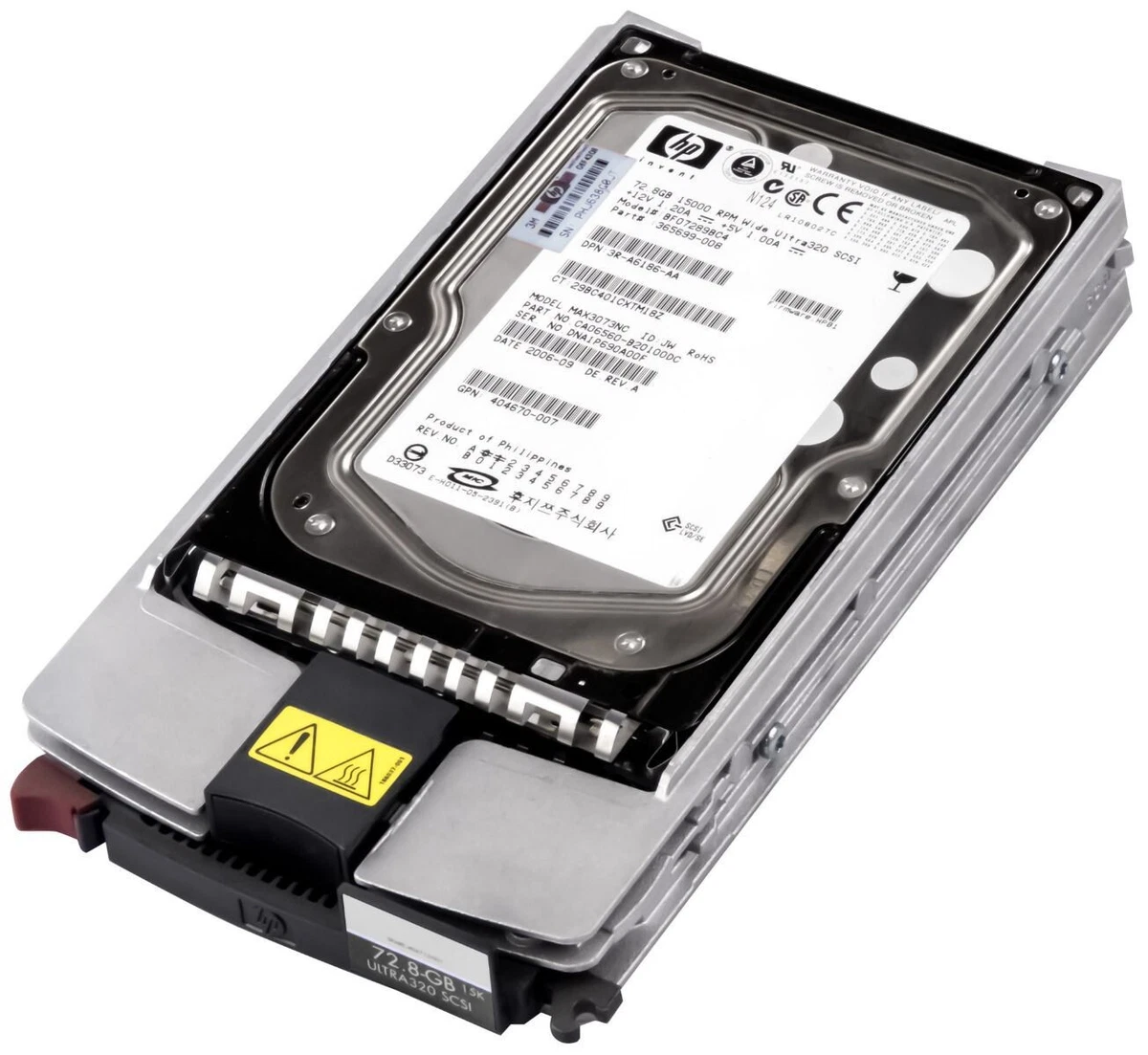 Disque Dur HP SCSI 72.8 Go 15k RPM - Format 3.5", Interface Ultra 320, Occasion Testé Fonctionnel