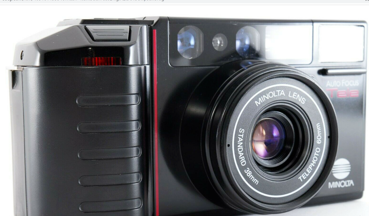 Minolta AF-Tele Quartz Date Point & Shoot Film Camera From