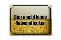 Blechschild Spruch 40X30Cm Bier Keine Rotweinflecken