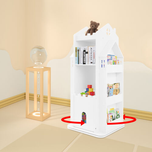 Kids Bookshelf, Castle Rotating Bookshelf , 360° Rotating Children's Bookshelf - Picture 12 of 18